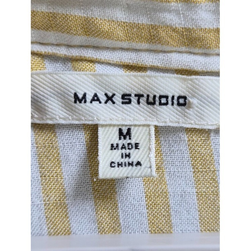 Max Studio Yellow White Striped Tiered Mini Shirt Dress Med Lagenlook Babydoll - Picture 10 of 14